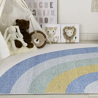 Rug Branch Soft Steps Playtime Rainbow Soft Area Rug, Light Blue Ivory - Boys & Girls in Playroom, Nursery, Bedroom