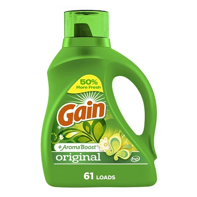 Gain + Aroma Boost Liquid Laundry Detergent, Original Scent, HE Compatible, 2.6L