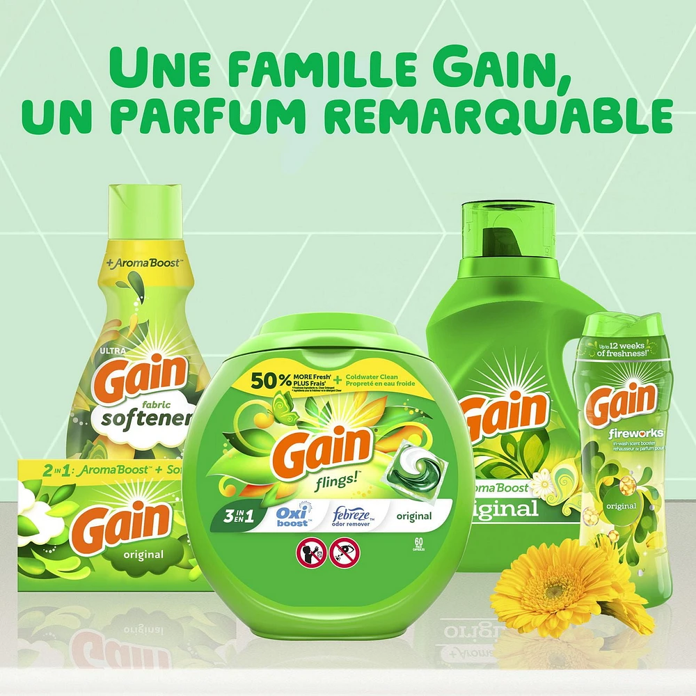 Gain + Aroma Boost Liquid Laundry Detergent, Original Scent, HE Compatible, 2.6L