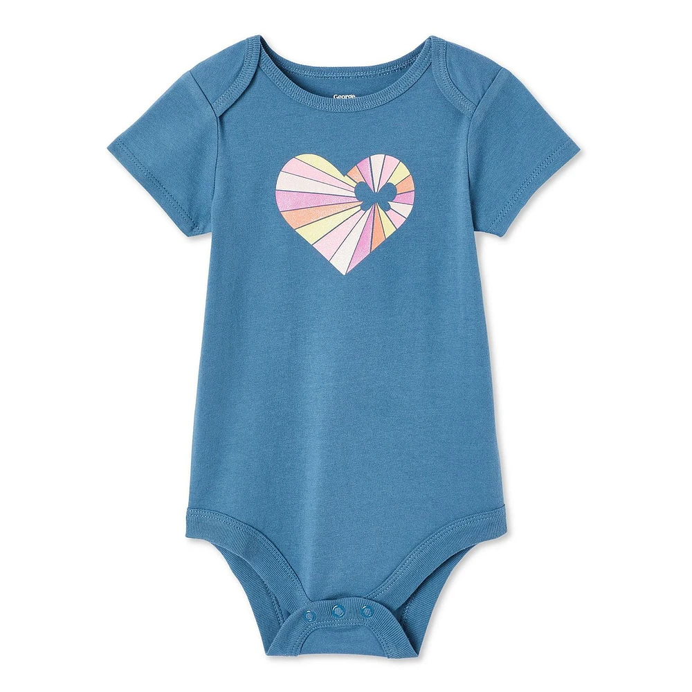 George Baby Girls' Short Sleeve Bodysuit, Sizes 0-24 months