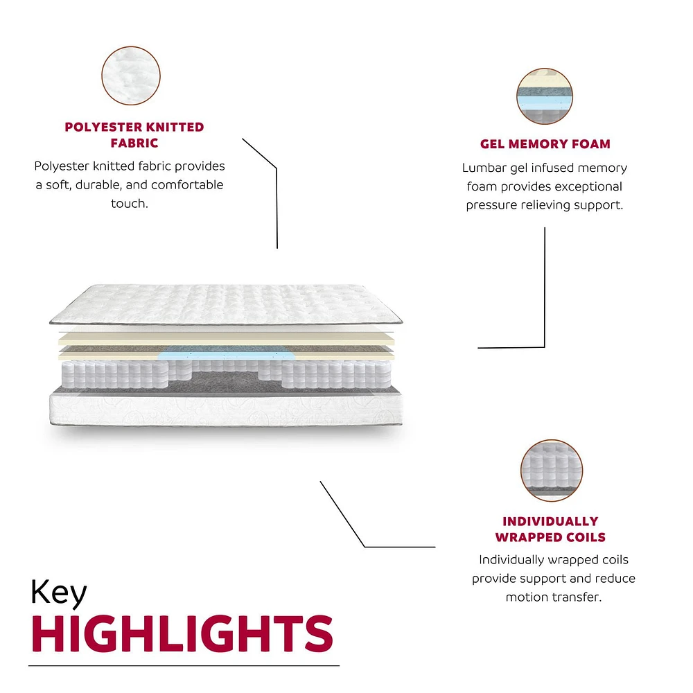 Primo International Berri 8” Hybrid Gel Foam Pocket Coil Mattress