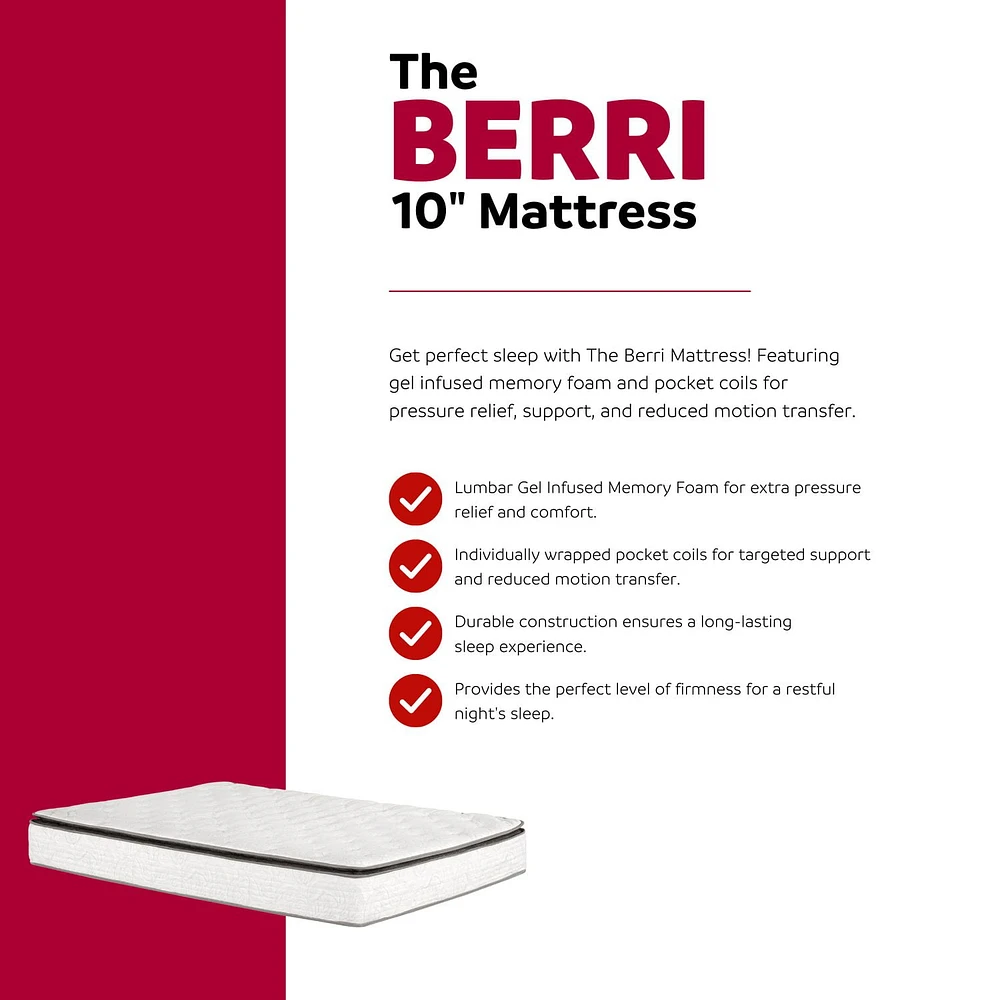 Primo International Berri 10" Pillow Top Memory Foam Mattress