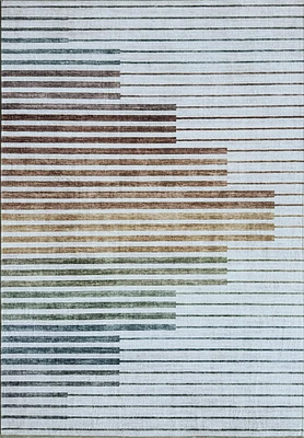 Rug Branch Eclipse Colorful Striped Rainbow Indoor Area Rug, White Beige, Abstract - Living Room, Bedroom, Dining Room, and Office<br>