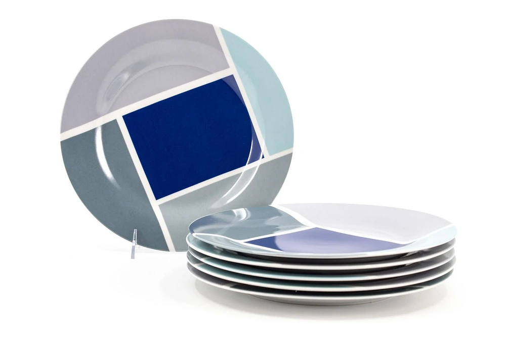 Set of 6 Geo Square Dinner Plates