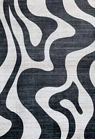 Rug Branch Eclipse Abstract Zebra Print Indoor Area Rug, Black White, Minimalist - Living Room, Bedroom, Dining Room, and Office<br>