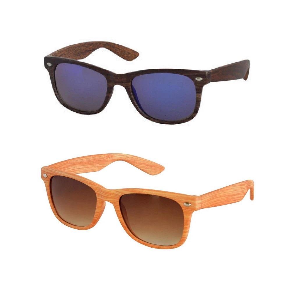 Cool Kidz Boys dark brown wooden print wayfarer and light brown wooden print wayfarer Sunglasses