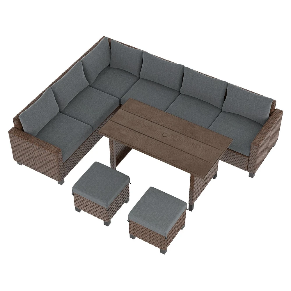 Better Homes & Gardens Brookbury 5-Piece Patio Outdoor Sectional Set, Handwoven wicker