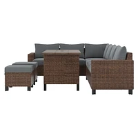 Better Homes & Gardens Brookbury 5-Piece Patio Outdoor Sectional Set, Handwoven wicker