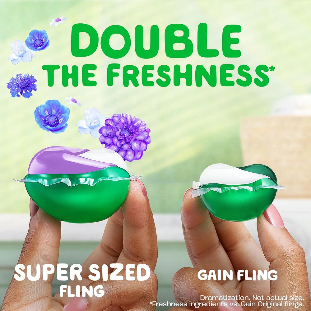 Capsules de détergent à lessive Gain Flings grande taille, 3 en 1 avec Febreze et Oxi, parfum Zen 45CT