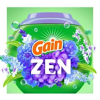 Gain Super Sized Flings Laundry Detergent Pacs, Zen, 3-in-1 Detergent Pacs with Febreze and Oxi, 45CT