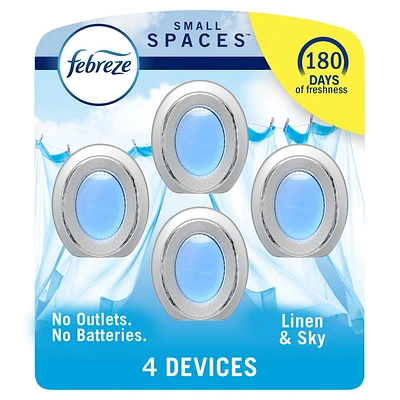 Assainisseur d’air Febreze Petits espaces, combat les odeurs, parfum Draps frais, 4 unités