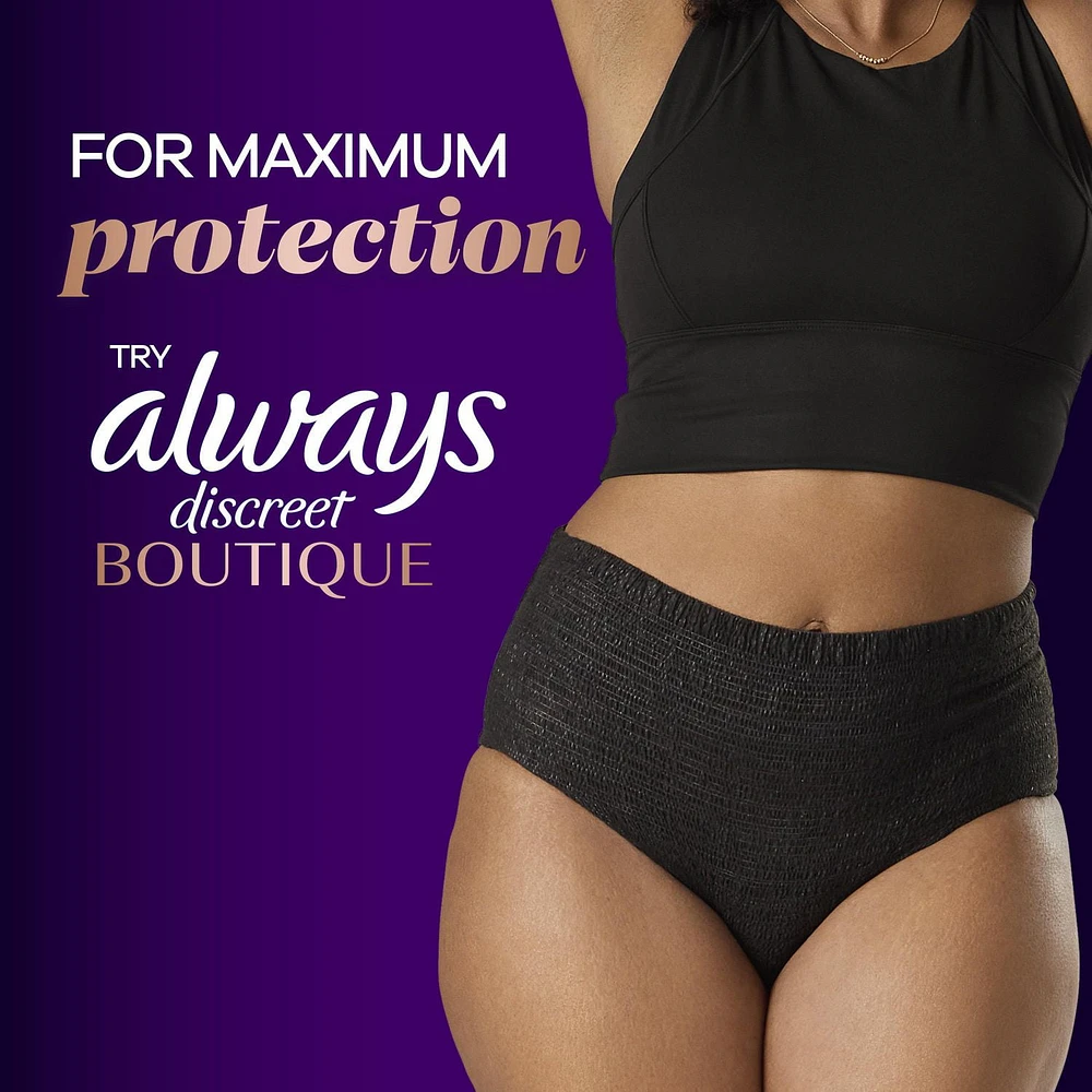 Serviettes d’incontinence et de post-partum Always Discreet, longues, degré d’absorption abondant, pour femmes, 156 serviettes