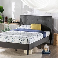 Zinus Shalini 41 Inch Upholstered Platform Bed Frame, Dark Grey