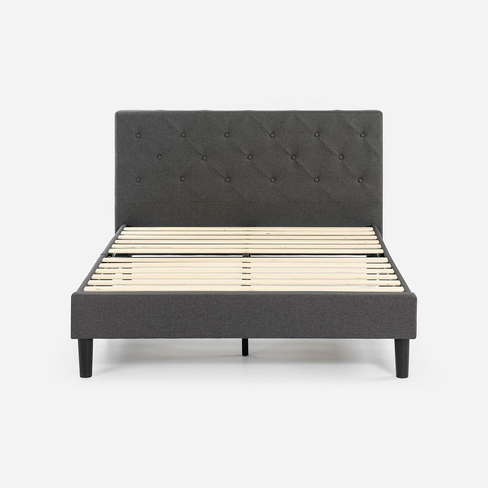 Zinus Shalini 41 Inch Upholstered Platform Bed Frame, Dark Grey