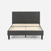 Zinus Shalini 41 Inch Upholstered Platform Bed Frame, Dark Grey