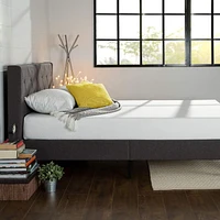 Zinus Shalini 41 Inch Upholstered Platform Bed Frame, Dark Grey