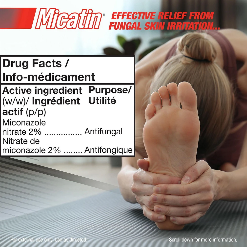 MicatinMD Crème à 2 % Miconzole nitrate USP pour le pied d'athlète, 30 g La guérison du pied d'athlète, des démangeaison
