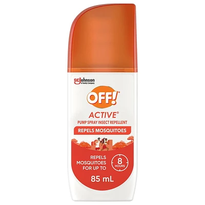 OFF! Active Insect Repellent, Sweat Resistant Bug Spray for up to 8 Hours of Protection, Pump Spray, Travel Size, 85 mL
