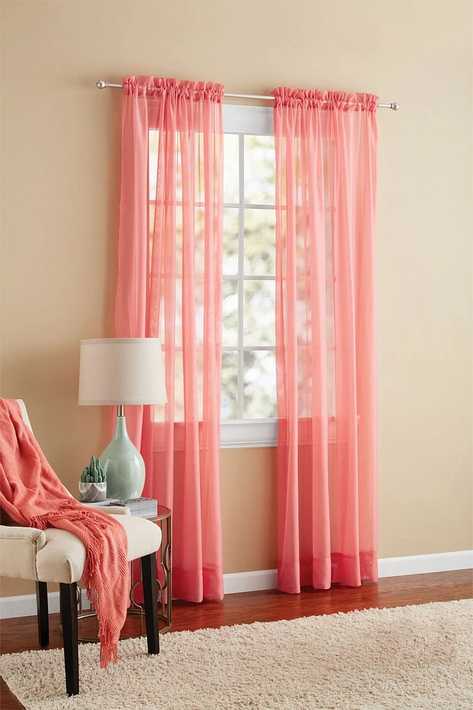 MAINSTAYS Marjorie Solid Voile Curtain Panel