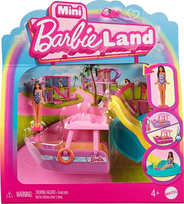 Barbie Mini BarbieLand Assortiment avec poupée de 4 cm et véhicule emblématique qui change de couleur (les modèles peuvent varier)