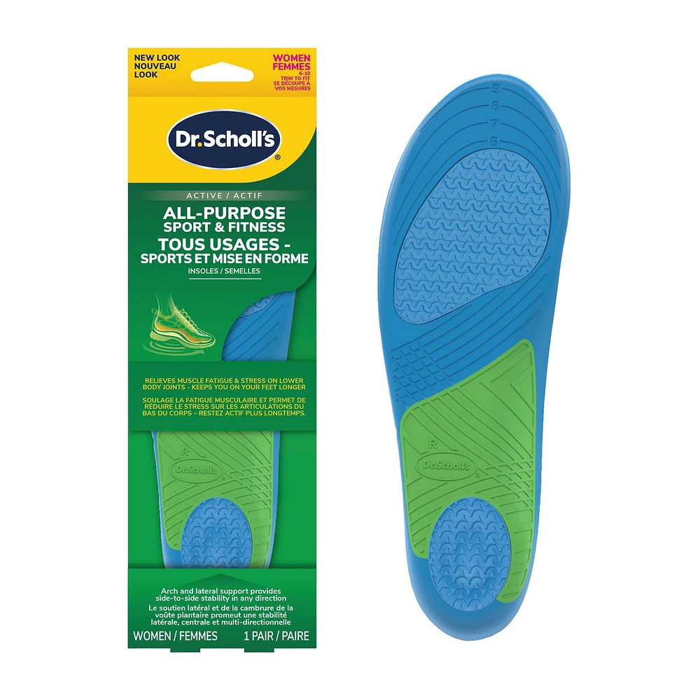 Dr. Scholl’s® semelles sport de notre série athlétique, femmes Ajustables, 1 paire,