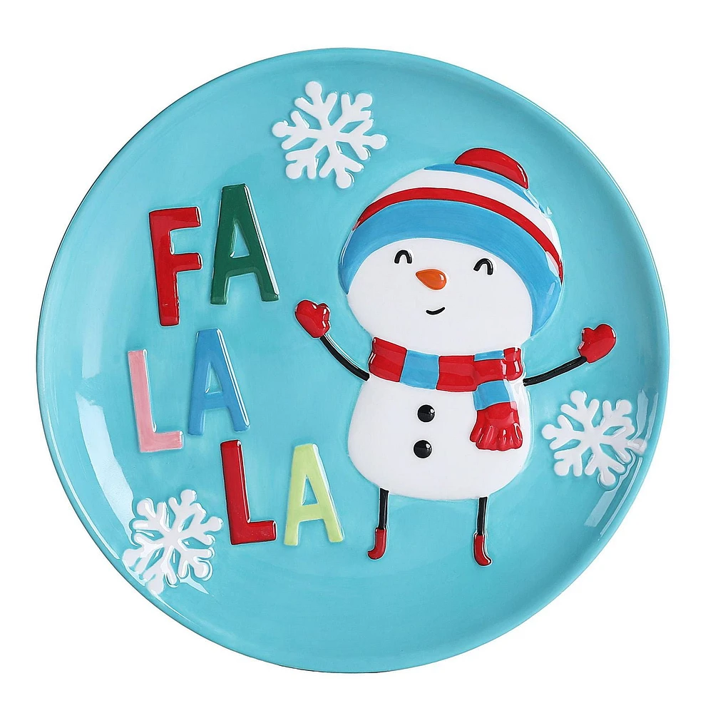 Holiday Time Snowman Appetizer Plate