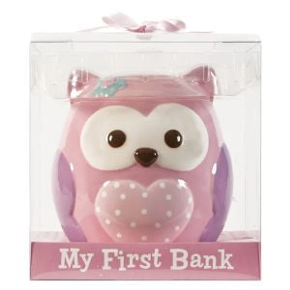 Stepping Stones Ceramic Coin Bank- Pink Owl