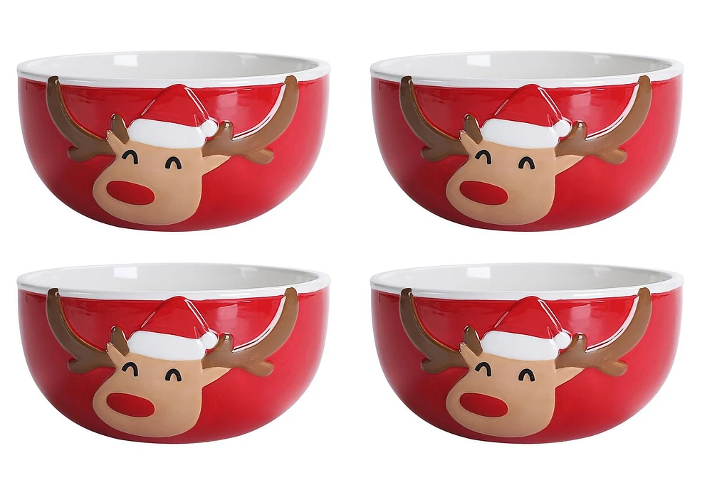 Holiday Time Reindeer Bowl, 4-Piece