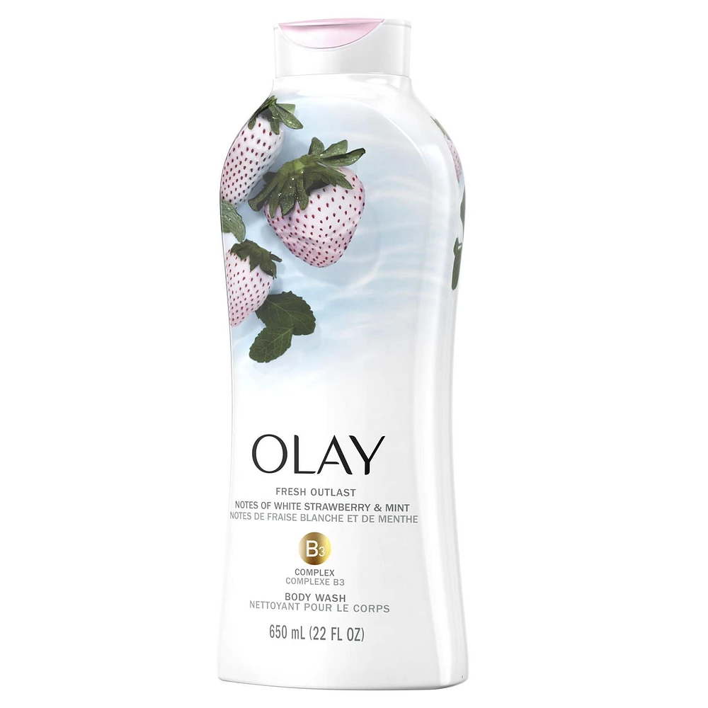 Olay Fresh Outlast Body Wash, White Strawberry & Mint, 650 mL