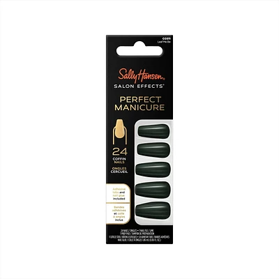 Sally Hansen - Salon Effects® Perfect Manicure™ ongles à coller modèle ballerine - inclut 24 faux ongles premium , une lime à ongles, un bâtonnet en bois, un tampon de préparation, des languettes adhésives et de la colle à ongles. Ongles prêts à porter premium