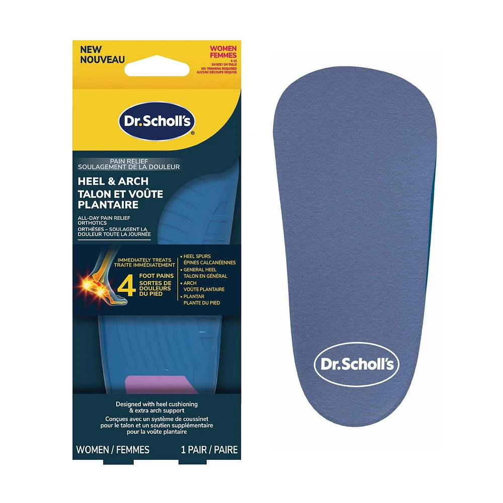 Dr. Scholl's® Heel & Arch All-Day Pain Relief Orthotics, 3/4 Length Inserts, Women 6-10, 1 pair