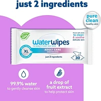 WaterWipes Adult Care, 99.9% Water Based Sensitive Wipes, 3 Resealable Packs (90 Wipes), WaterWipes Adult Care 90ct