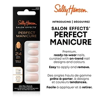 Sally Hansen - Salon Effects® Perfect Manicure™ ongles à coller modèle ballerine - inclut 24 faux ongles premium , une lime à ongles, un bâtonnet en bois, un tampon de préparation, des languettes adhésives et de la colle à ongles. Ongles prêts à porter premium