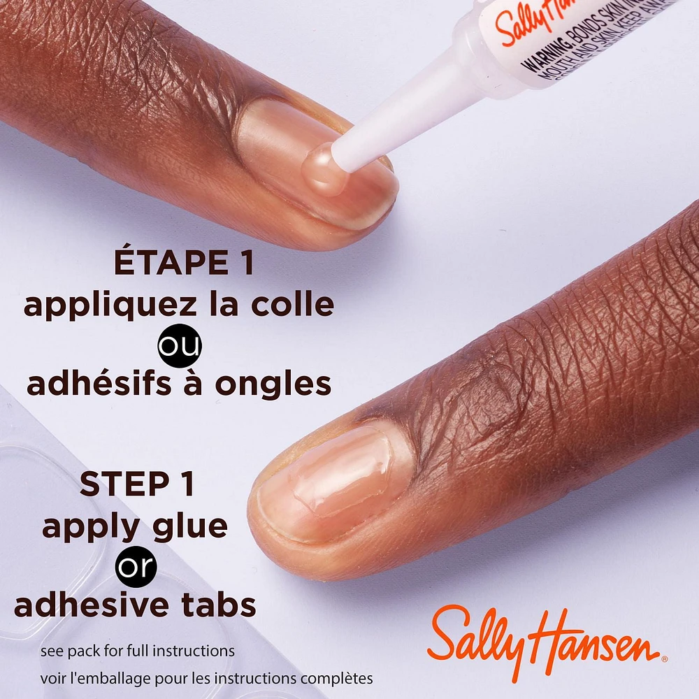 Sally Hansen - Salon Effects® Perfect Manicure™ ongles à coller modèle ballerine - inclut 24 faux ongles premium , une lime à ongles, un bâtonnet en bois, un tampon de préparation, des languettes adhésives et de la colle à ongles. Ongles prêts à porter premium