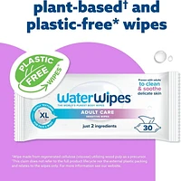 WaterWipes Adult Care, 99.9% Water Based Sensitive Wipes, 3 Resealable Packs (90 Wipes), WaterWipes Adult Care 90ct