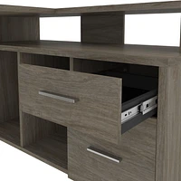 Bestar Equinox 57W L-Shaped Desk in walnut grey