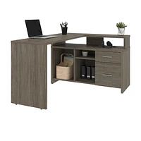 Bestar Equinox 57W L-Shaped Desk in walnut grey