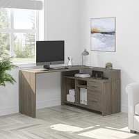 Bestar Equinox 57W L-Shaped Desk in walnut grey