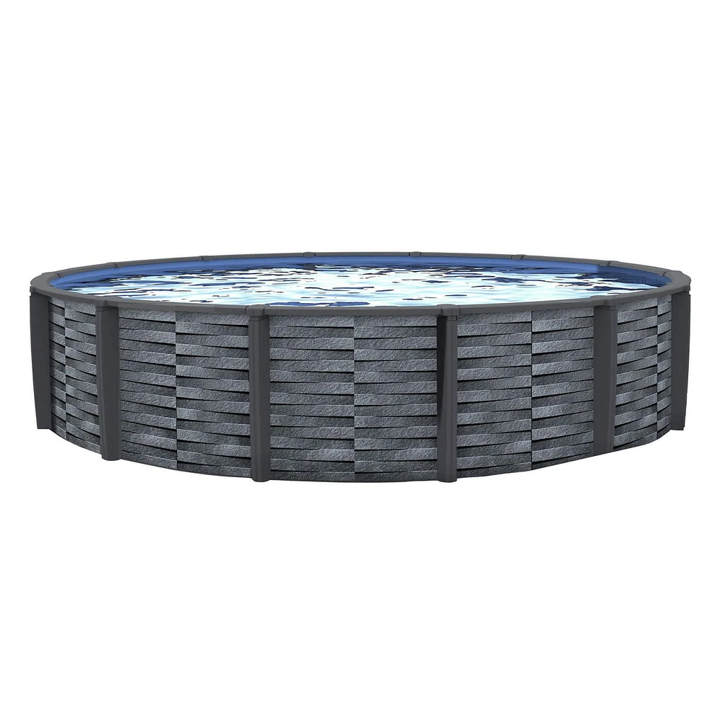 Affinity 27-ft Round 52-in Deep 7-in Top Rail Resin Swimming Pool Package