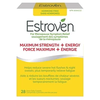 Estroven® Maximum Strength+Energy|Menopause Symptom Relief|Helps Reduce Hot Flashes & Night Sweats|Helps Reduce Irritability & Temporarily Relieve Fatigue|#1 Pharmacist Recommended†