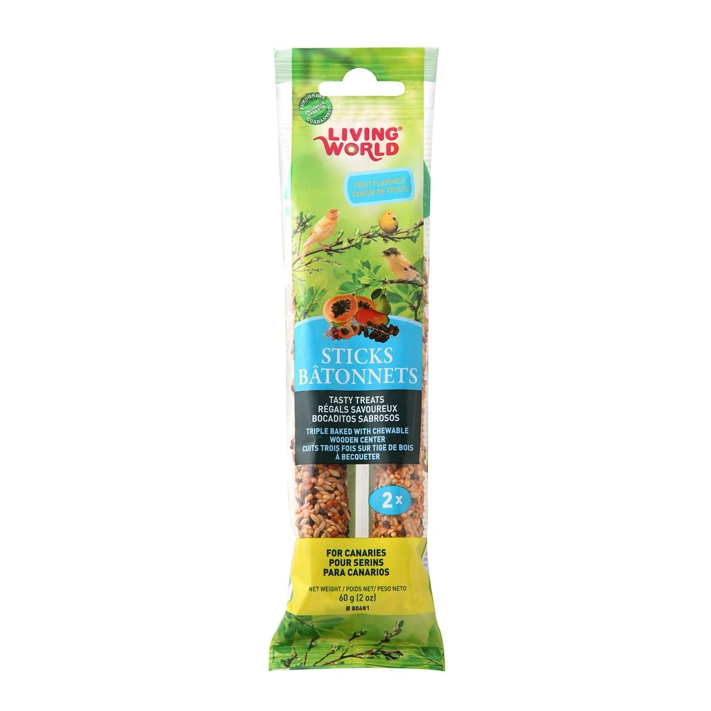 Bâtonnets Living World pour serins saveur de fruits 60 g (2 fois)