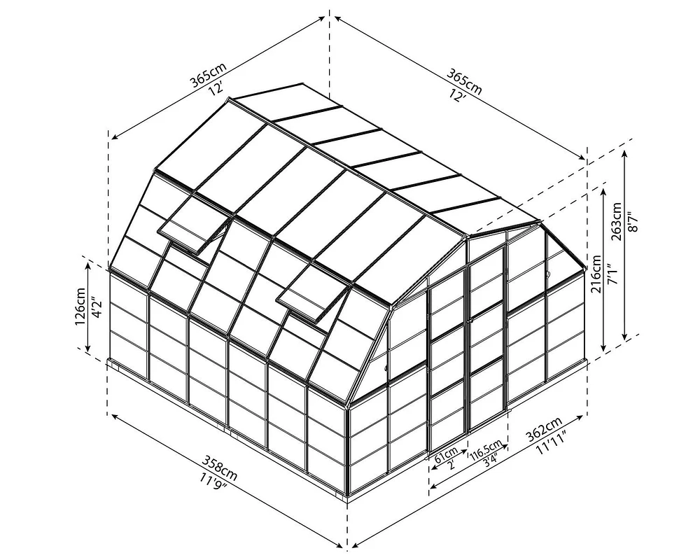 Canopia by Palram Americana 12 ft. x 12 ft. Greenhouse