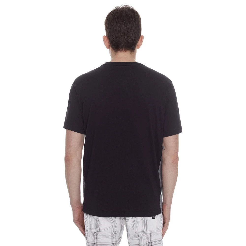 Dark Black Men's Short-Sleeve Henley  T-Shirt