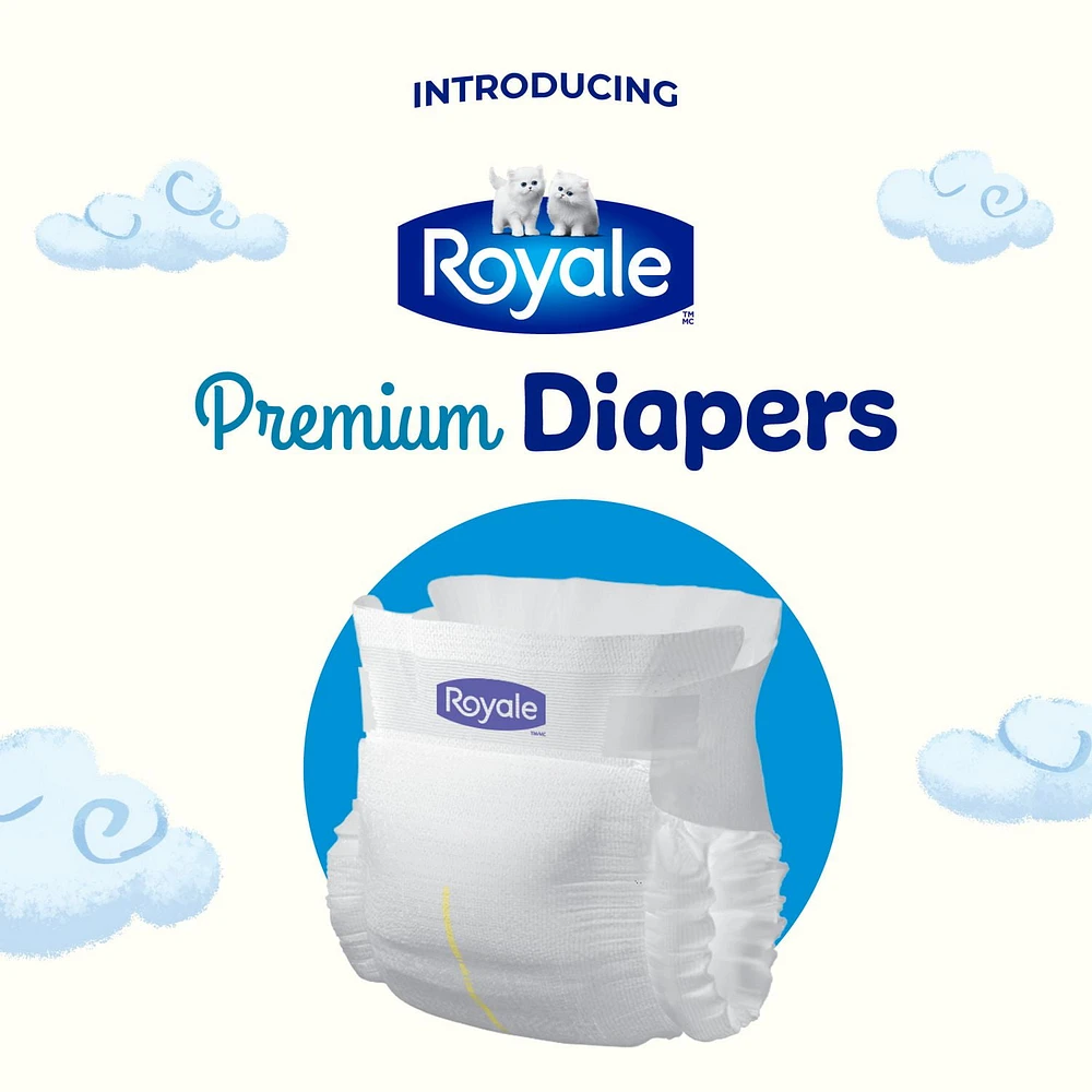 Royale Premium Diapers, Super Pack, Disposable Baby Diapers, Size Newborn - 7, 84-44 Count