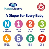 Royale Premium Diapers, Super Pack, Disposable Baby Diapers, Size Newborn - 7, 84-44 Count