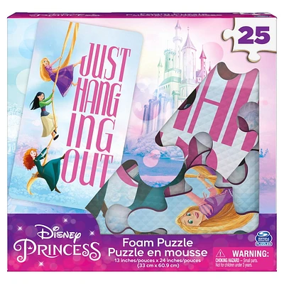 Disney Princess, 25-Piece Jigsaw Foam Squishy Puzzle Just Hanging Out Rapunzel Mulan Merida, for Kids Ages 4 and up