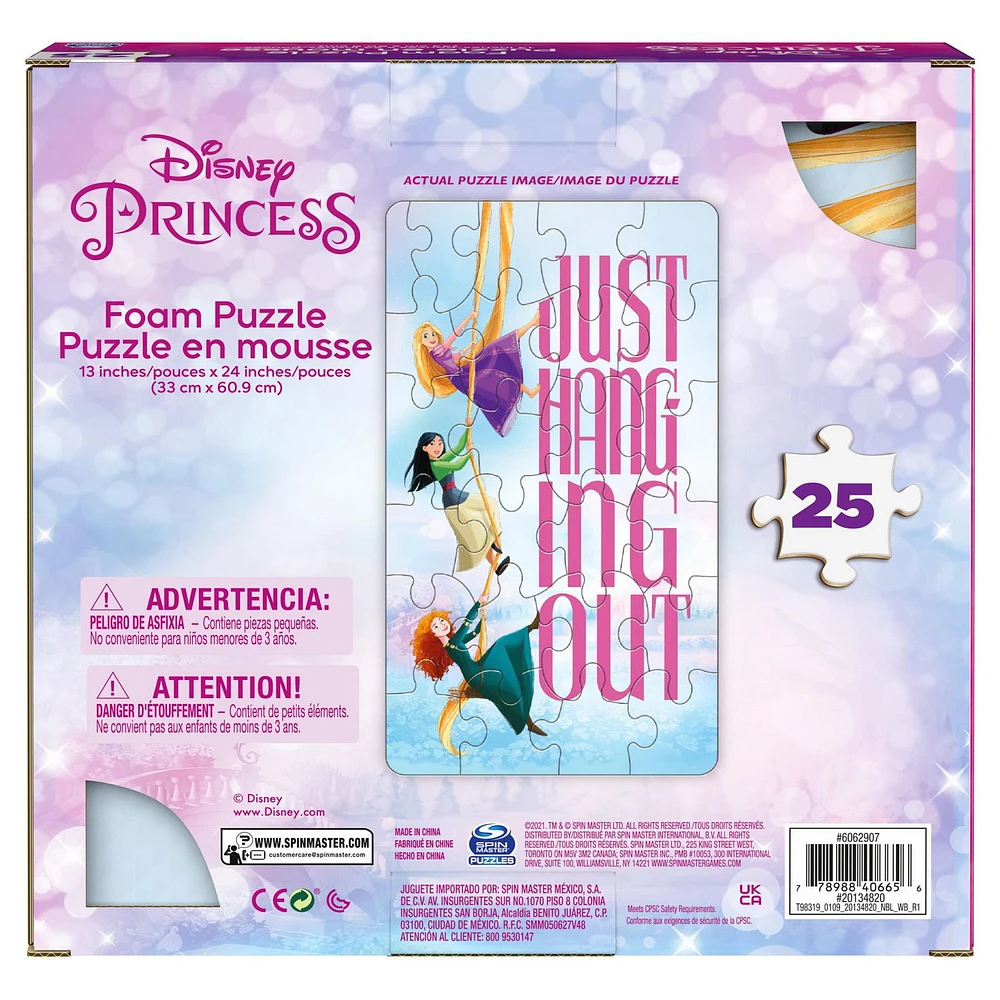 Disney Princess, 25-Piece Jigsaw Foam Squishy Puzzle Just Hanging Out Rapunzel Mulan Merida, for Kids Ages 4 and up