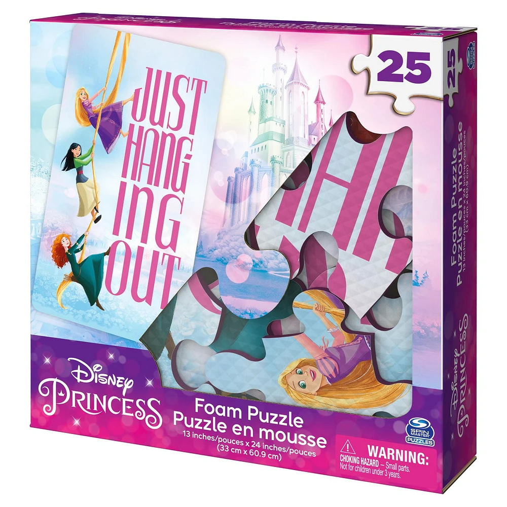 Disney Princess, 25-Piece Jigsaw Foam Squishy Puzzle Just Hanging Out Rapunzel Mulan Merida, for Kids Ages 4 and up