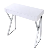 Beren Desk in White, White Desk, MDF Desk, Wood Veneer Desk, Stainless Steel Legs, Rectangule Desk, Triangule Stainless Steel Legs, Office Desk