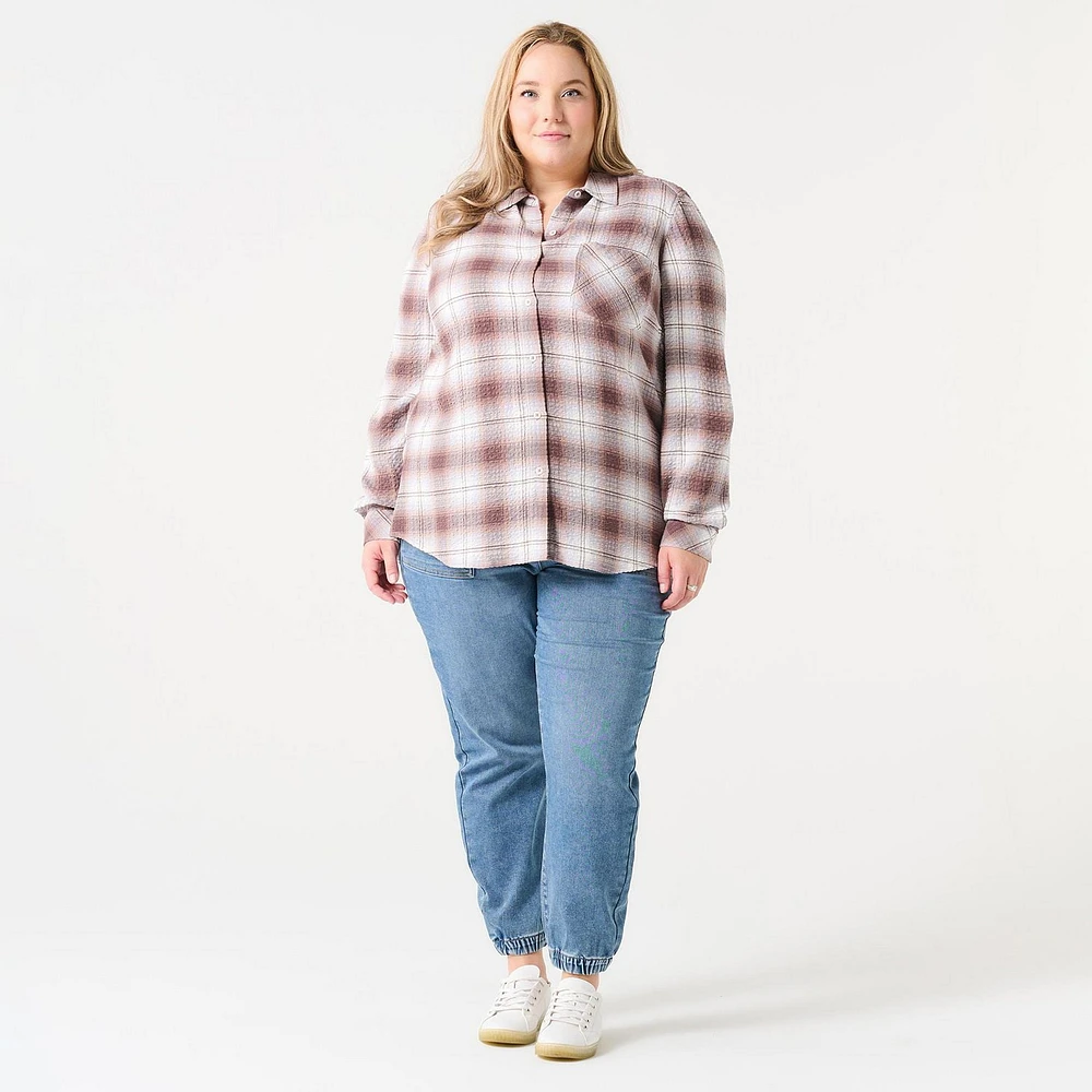 BUTTON FRONT PLAID SHIRT